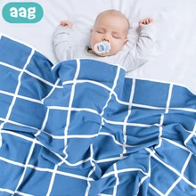AAG трикотажное детское одеяло в клетку хлопковое детское одеяло s конверт для новорожденного на разряд детское одеяло-кокон для пеленания