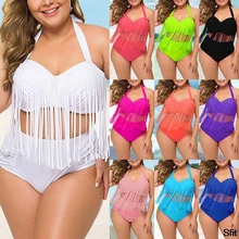 2020 Sexy Summer Bikini Set Women Tassel Sexy Halter Top Push Up Bikini Large Size Swimwear Plus Size Beach Biquini Bathing Suit 2020 Sexy Summer Bikini Set Women Tassel Sexy Halter Top Push Up Bikini Large Size Swimwear Plus Size Beach Biquini Bathing Suit