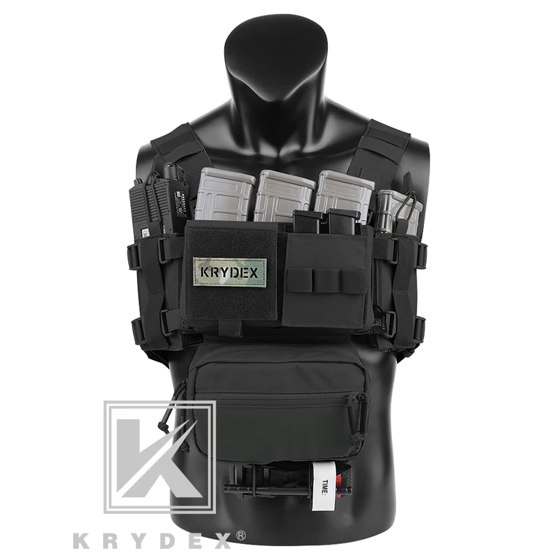 Черный тактический нагрудный мини жилет KRYDEX MK3 для страйкбола охоты рейнджера
