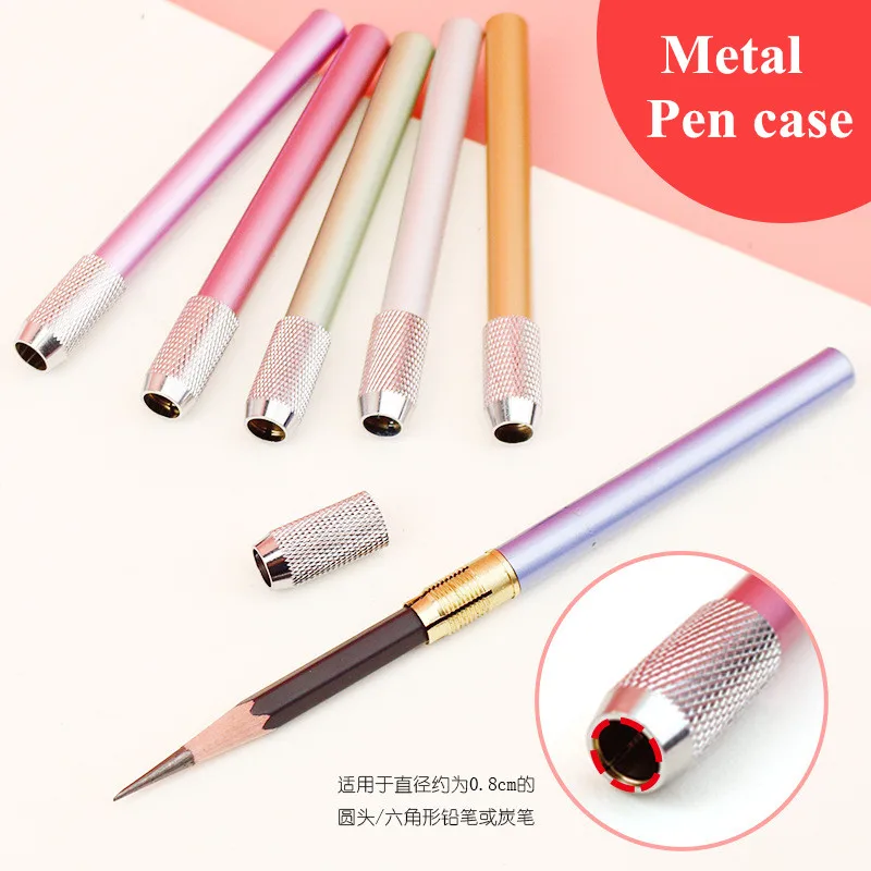 6PCS Metal Color Rod Single-End Crayon Extender Crayon Extender Pen recepta G5T2 