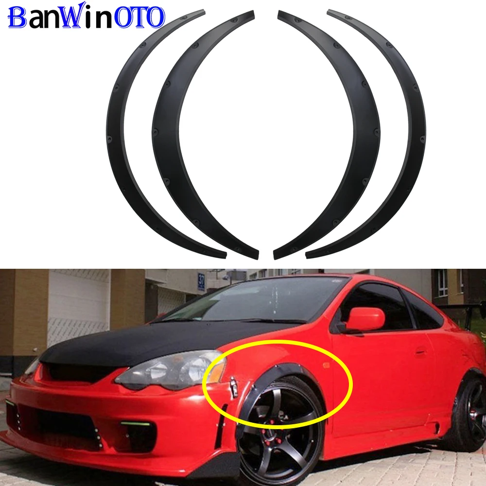 Universal Car Fender Flares Arches Wheel Eyebrow Protector Mudguards Widebody Sticker Top Abs