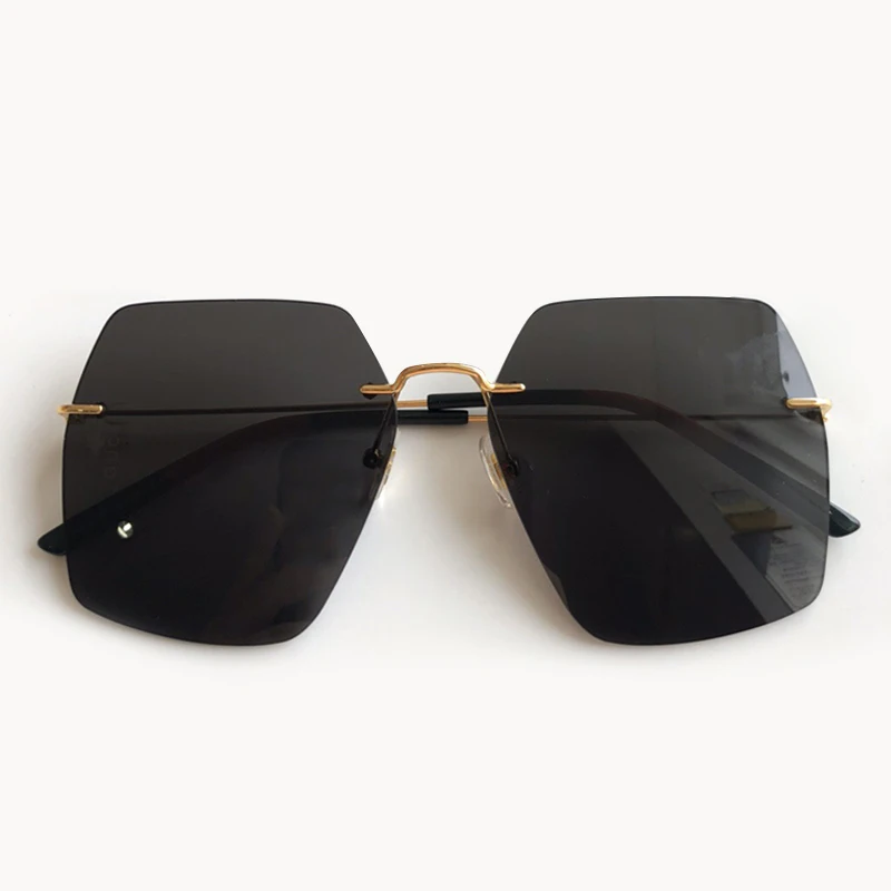 No.2 Sunglasses Женские солнцезащитные очки больших размеров, модные дизайнерские брендовые классические солнцезащитные очки без оправы, UV400 - Цвет линз: No.2 Sunglasses