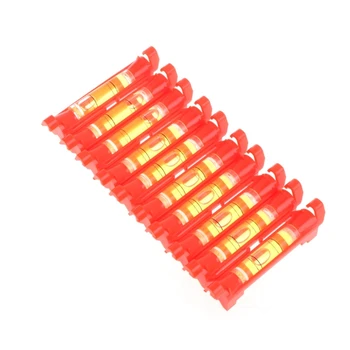 10 Pcs Plastic Pen Level Photo Frame Line Level Mini Bubble Spirit Level Red/Yellow aneng 32x7mm bulls eye bubble degree marked surface spirit level for camera circular