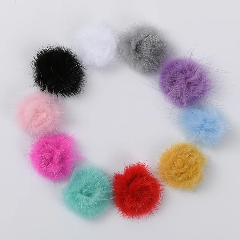 10 шт. 3 см меховой помпон из меха норки шарик мини Pom Poms DIY босоножки с помпонами С
