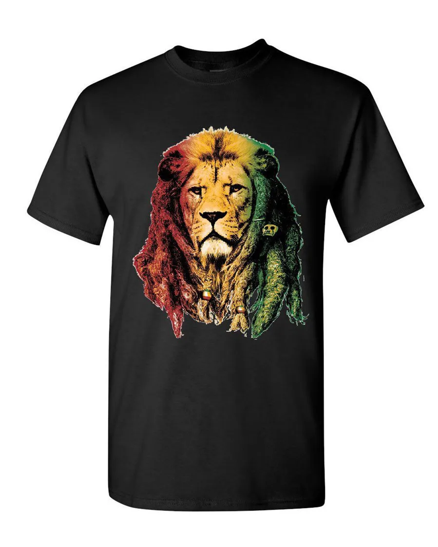 Rasta Lion Jah T-Shirt Smoking 420 Dreads Reggae Jamaica Weed Mens Tee Shirt Confortable | Мужская одежда