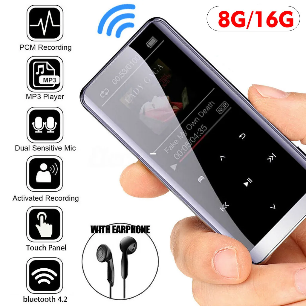 MP3 плеер HIFI спортивные музыкальные колонки MP4 Media Player FM радио Регистраторы 8/16GB# T2