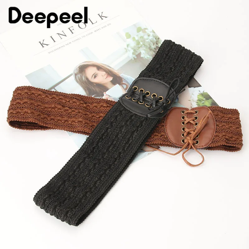 Deepeel 3 шт. 7*70 см Женская кружевная Высокая талия эластичный широкий пояс-ремень высокого качества PU аксессуары пояс в стиле ретро с платьем YK741