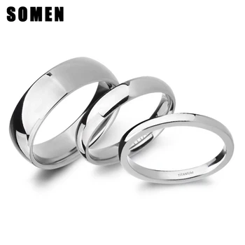 Somen 2mm/4mm/6mm Anello in titanio color argento lucido Donna Fede nuziale liscia Minimalismo Anelli semplici impilabili Gioielli femminili 1
