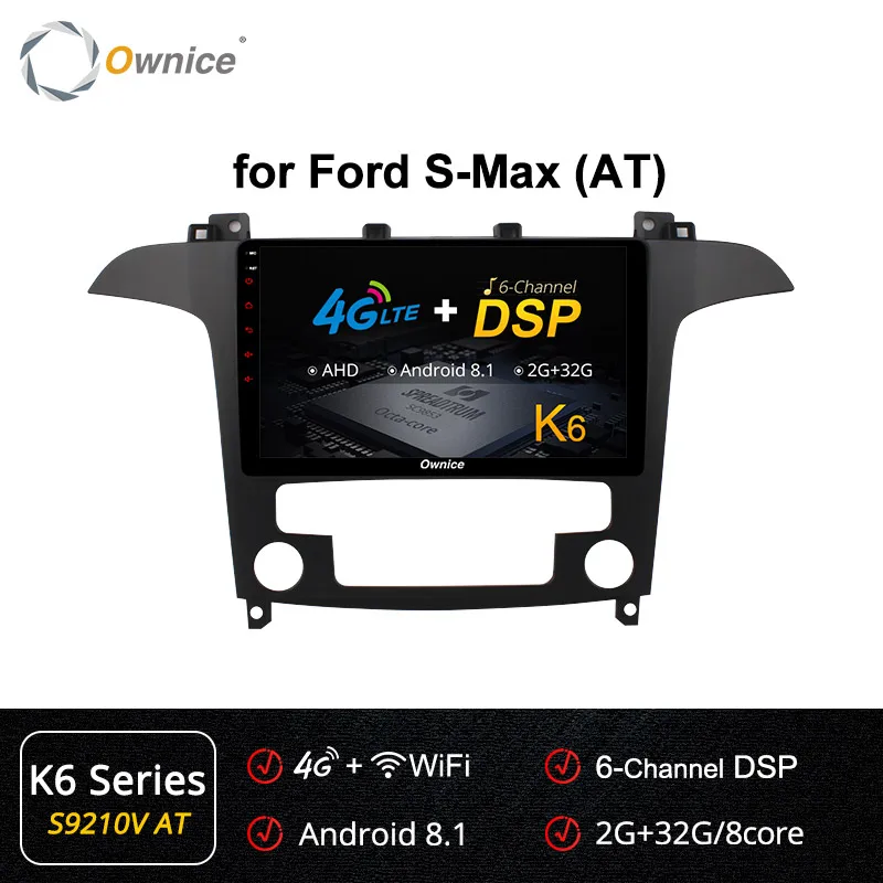 Ownice k3 k5 k6 4G LTE DSP Android 9,0 8 ядерный Радио стерео для Ford S-Max 2007 2008 автомобильный DVD gps Navi плеер 360 панорама оптический - Цвет: S9210-2 K6