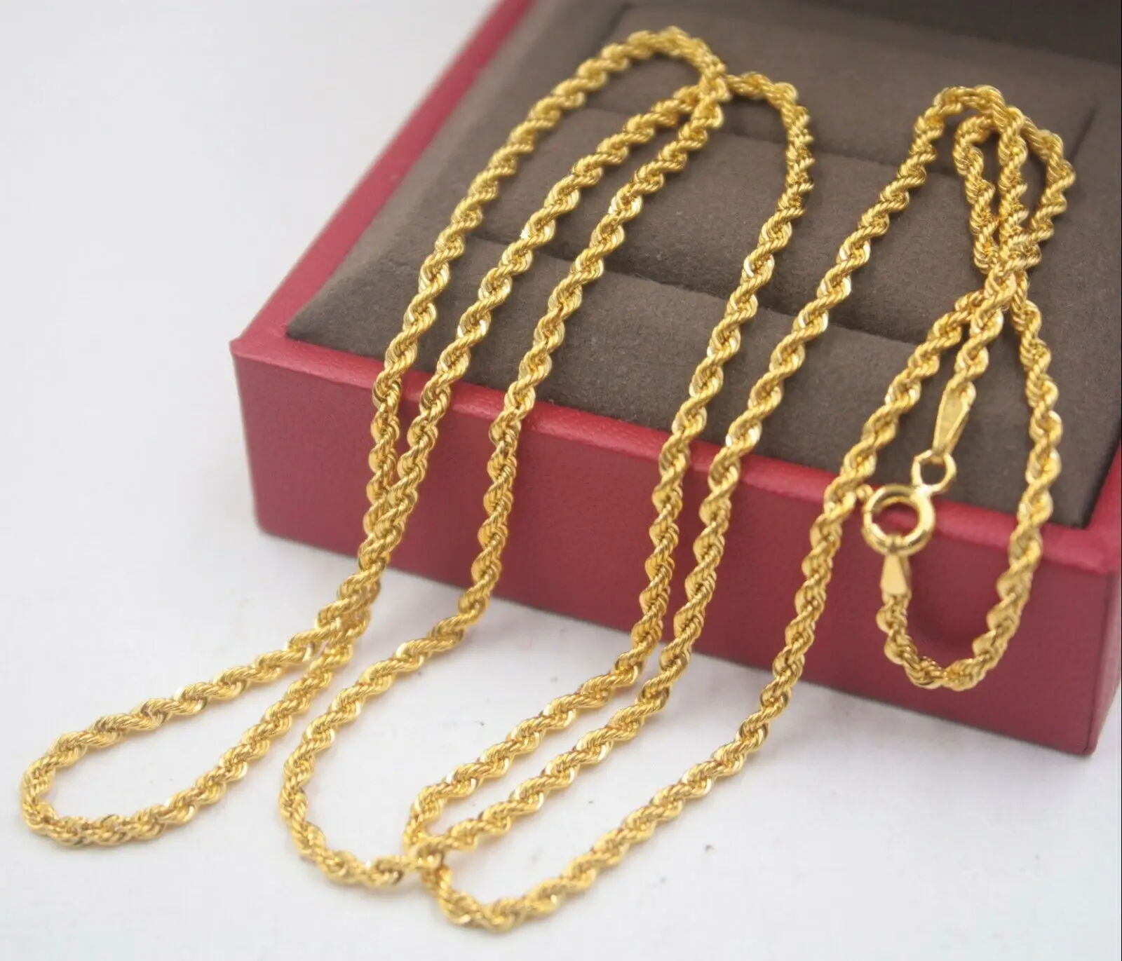18K Solid Gold Rope Chain Necklace Men Women 16" 18" 20" 22" 24" 26" 28" 30 