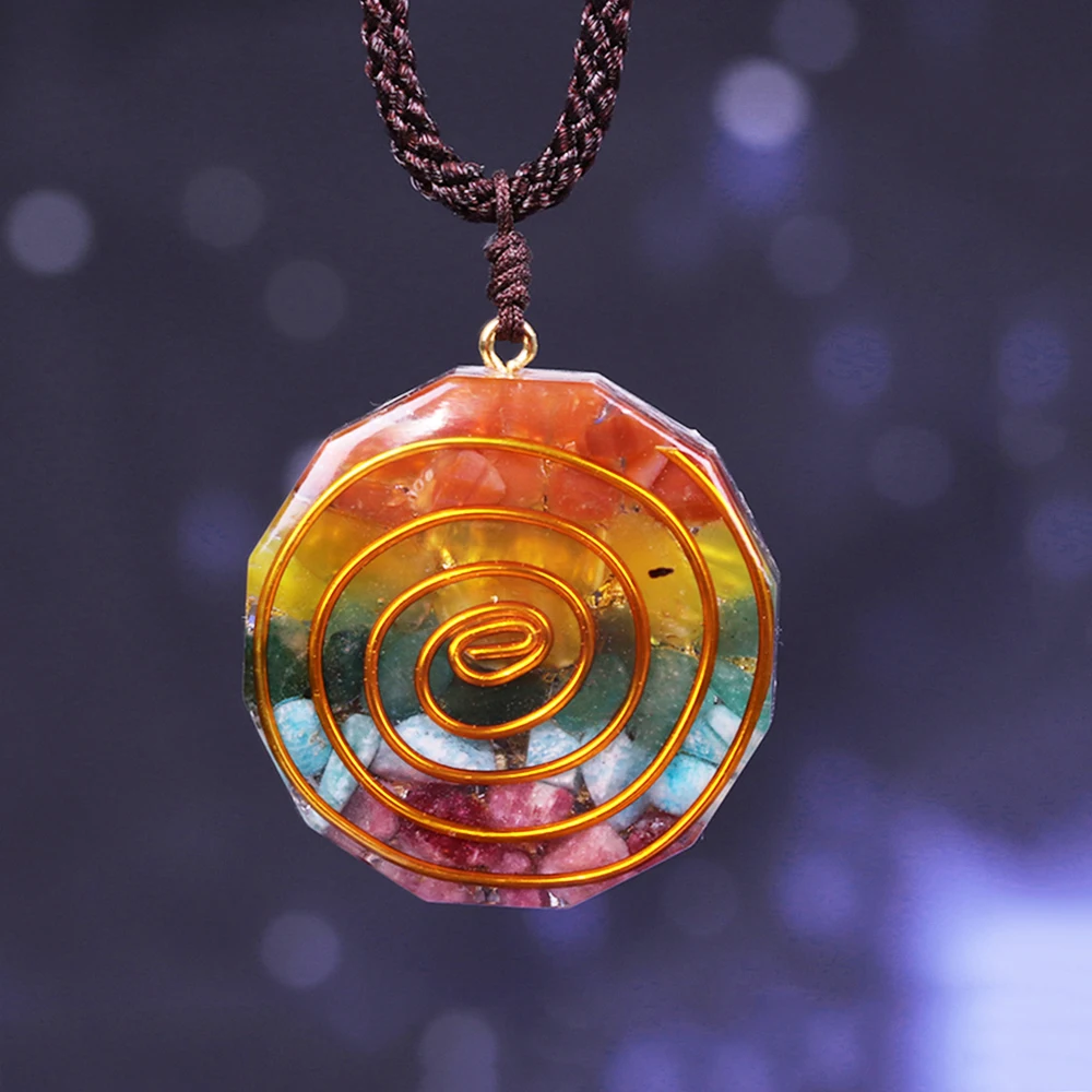 7 Чакра Радуга Orgone кристалл кулон для укрепления иммунной системы сердце уверенность в себе положительность