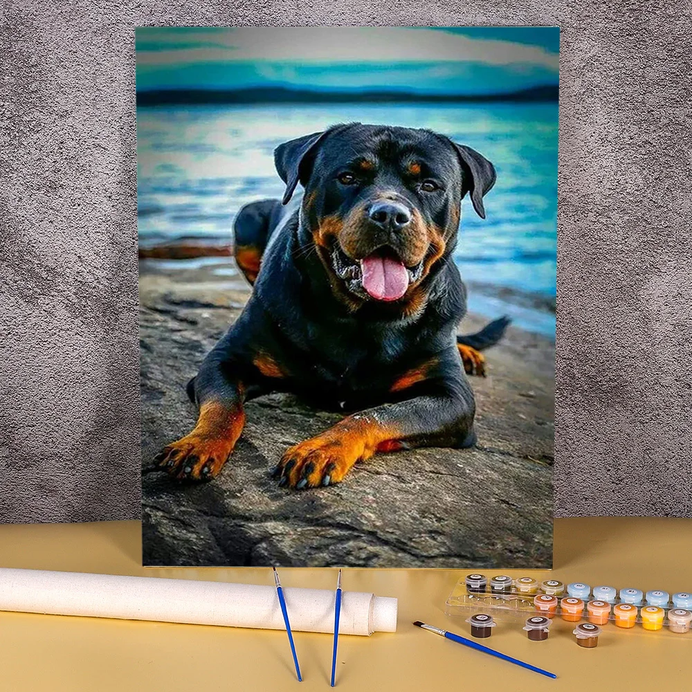 SKMN Paint by Numbers for Kids Ages 8-12 Girls,Cute Animal Rottweiler Pet  Dog,DIY Oil Painting Kit Impression Retro Wall Decor Gift Kits,40x50cm :  : Home & Kitchen