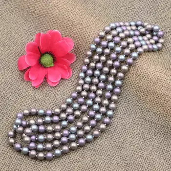 

Multicolor Multilayer Long Chain Necklace Simulated Glass Pearl Necklaces Faux Matte Pearls Shell Round Women Necklaces 56" A943