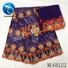 LIULANZHI нигерийский Baizn Ткань Свадьба хлопок вышивка Tissu парча 7 ярдов Африканский Базен ML6B122