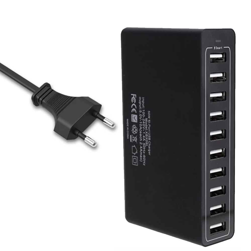 ЕС Plug несколько usb carga быстрый адаптер интеллектуальная USB Настольная зарядка Movil Быстрая зарядка 10 портов мульти зарядное устройство для мобильных устройств