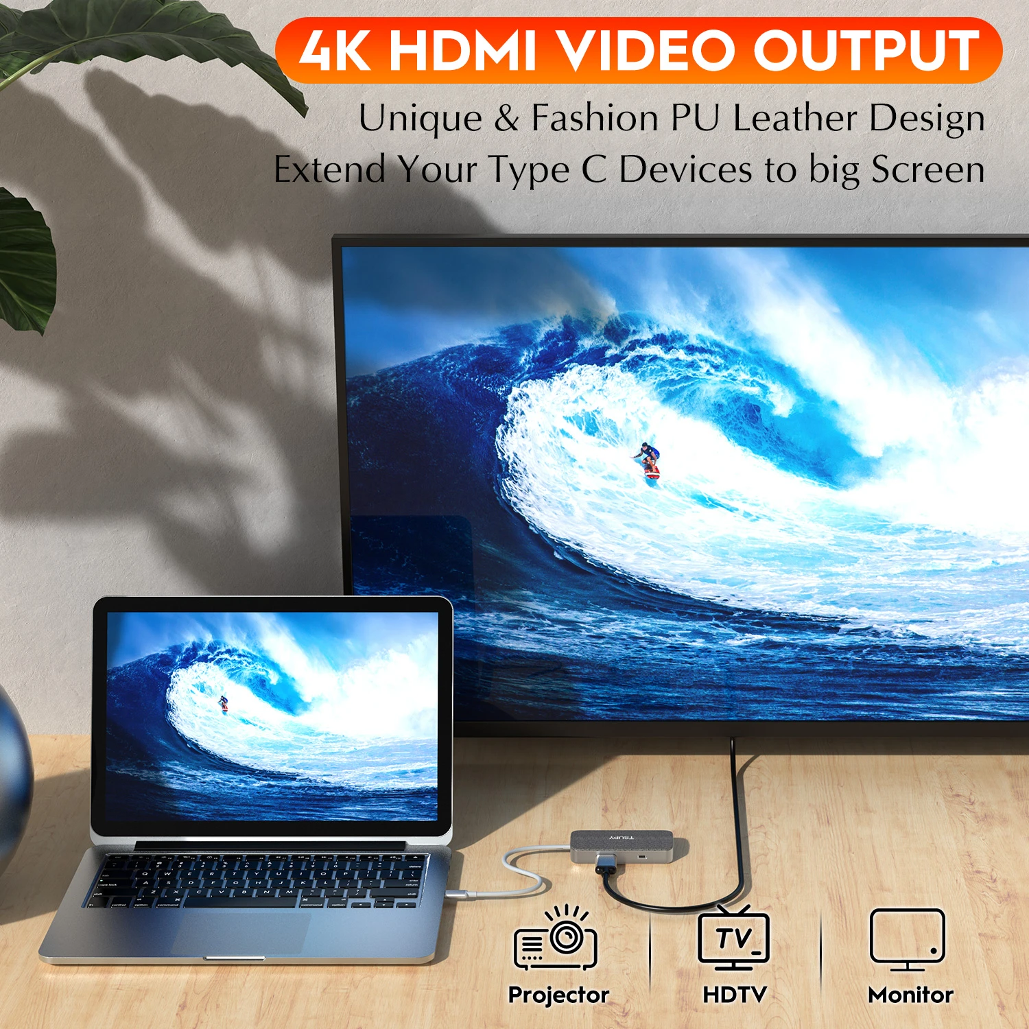 TSUPY 7 в 1 USB C концентратор типа C к HDMI USB 3,0 SD/TF кардридер питания для Macbook Pro samsung Tab S4