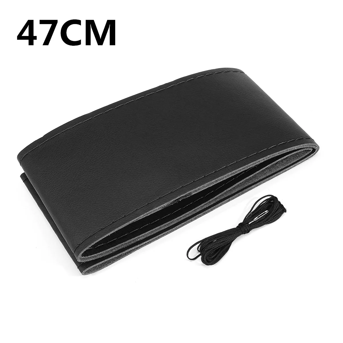 Black 47cm Микро волоконная Кожа Большой размер прошитый PU микрофибра кожаный чехол рулевого колеса автомобиля чехлы обёрточная бумага оплетка для RV грузовик - Название цвета: Black 47cm
