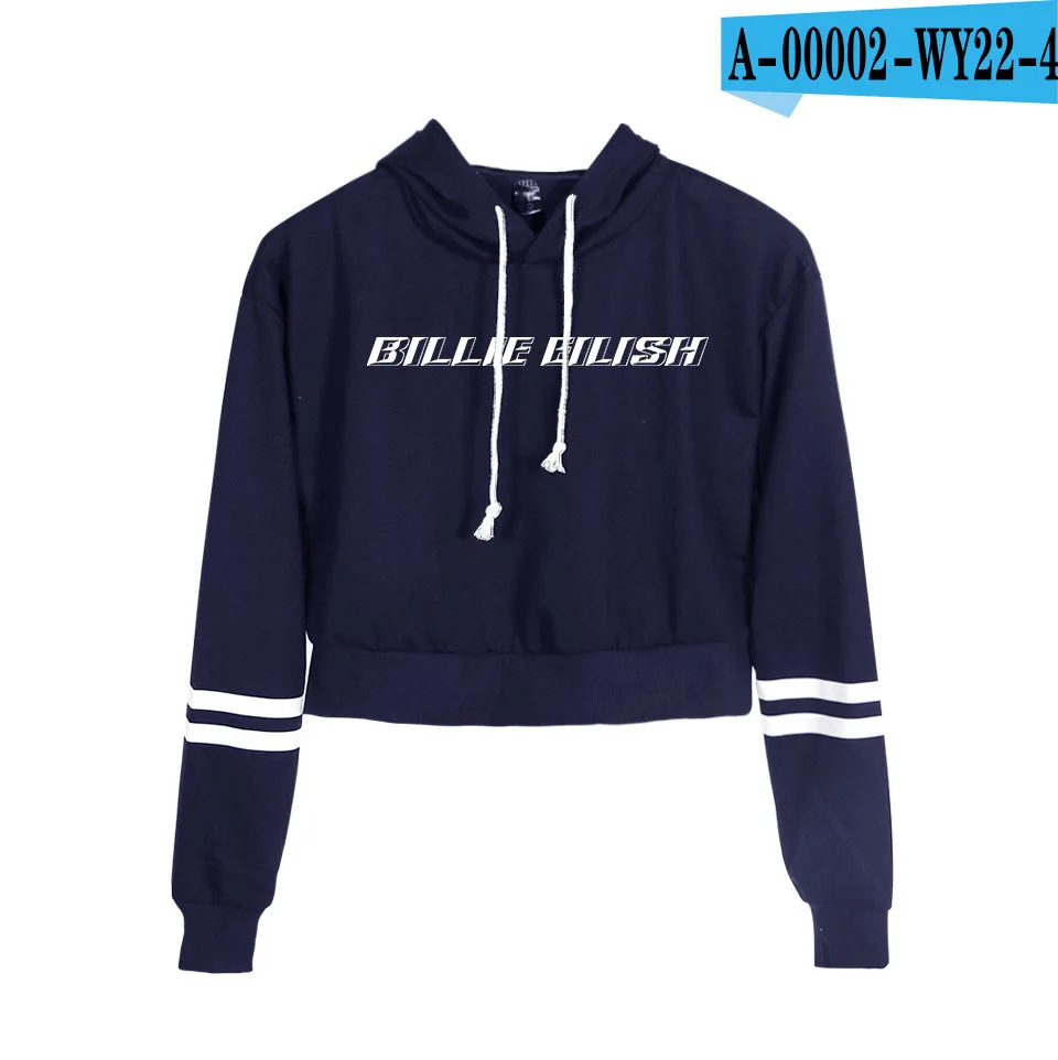 A00002-4 Женская модная укороченная Толстовка Billie Eilish Hooides и свитшоты рубашка с длинными рукавами Harajuku Толстовка женская одежда пальто - Цвет: A00002-4