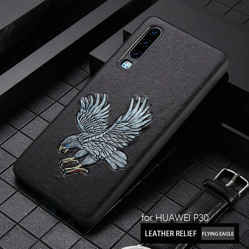 eagle LANGSIDI/Нескользящий чехол для телефона из натуральной кожи для huawei P30 P20 PRO, ударопрочный 3D чехол - Цвет: eagle