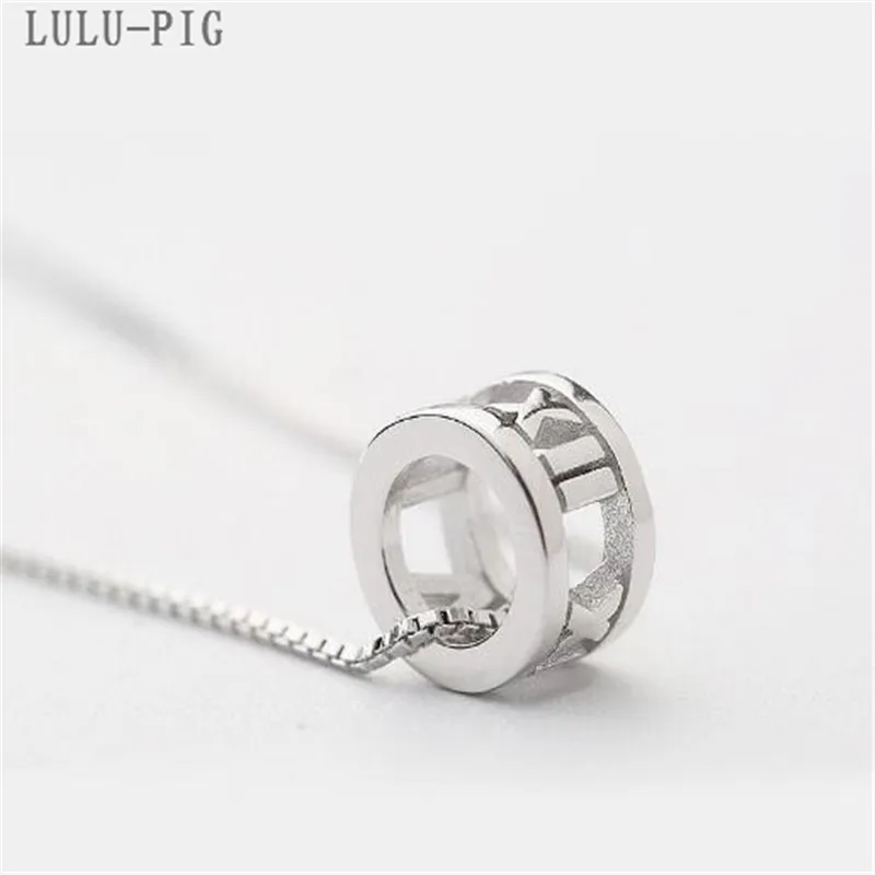 cheap LULU PIG New Japanese and Korean compact and simple 925 silver ornaments female Roman number wheel necklace CD009