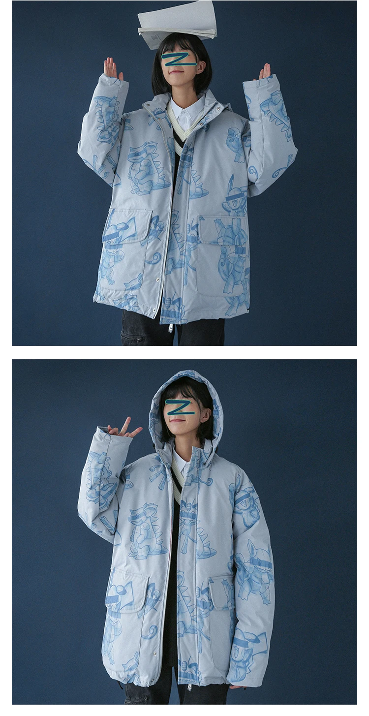 Повседневная хлопковая одежда для женщин, корейские свободные зимние куртки, Толстая теплая хлопковая куртка, пальто, инструмент Harajuku, пальто с капюшоном, N1134