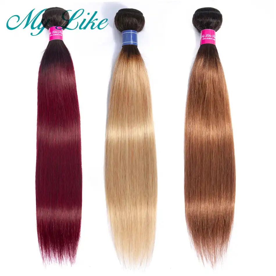 My Like Peruvian Straight Hair Ombre Human Hair Bundles 1b 99j