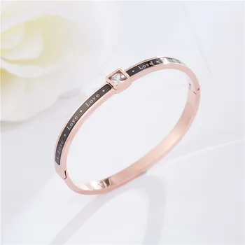 

Wholesale top quality titanium steel fashion jewelry accessories bangle rose gold bracelet couples wristlet lovers jewel