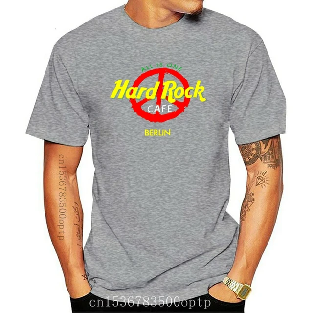 Vintage 1hard Rock Cafe Berlin Painted Peace Sign Large Navy T Shirt Trendy Cozy Short Sleeve O Neck Tee Punk|T-Shirts| -