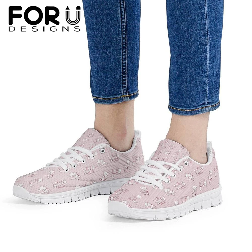 FORUDESIGNS/кроссовки для медсестры с героями мультфильмов; модная повседневная обувь из дышащего сетчатого материала на шнуровке; женская мягкая удобная прогулочная обувь на плоской подошве;