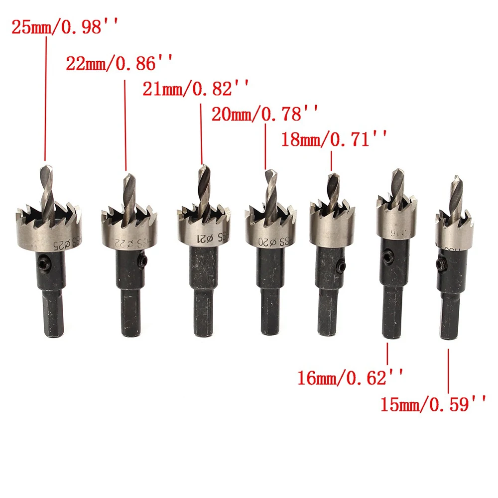 

Hot New 12PCS HSS Drill Bit Hole Saw Tooth Set Stainless Steel Metal Alloy Cutter 15-50mm