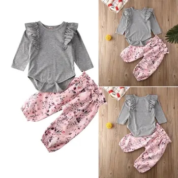 

Newborn Baby Girl Clothes Romper Top Floral Pants Trousers Outfits