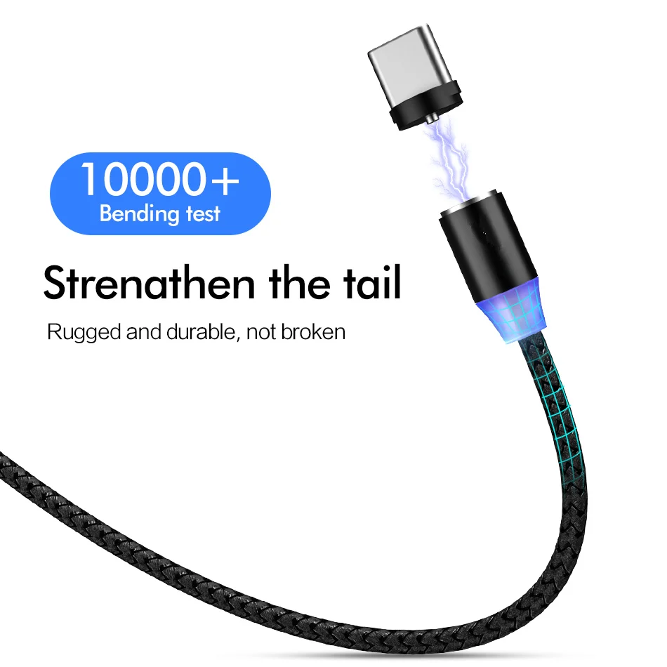 Магнитный зарядный кабель ROCK 2 м быстрая зарядка Usb Type C Micro светодиодная подсветка