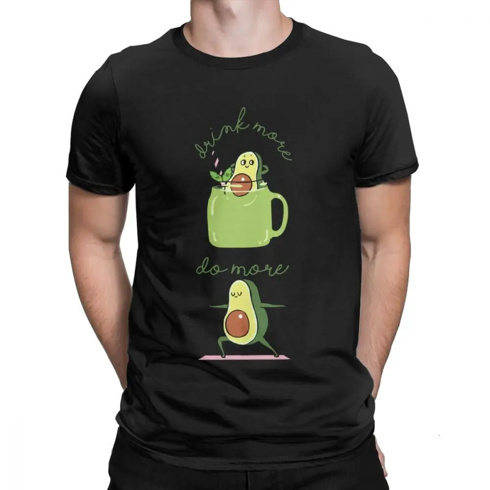 One yona Drink More smoocie Do More Yoga, авокадо, футболки для мужчин, хлопок, футболки, юмор, забавные, Guacamole, еда, Милая футболка размера плюс - Цвет: Black