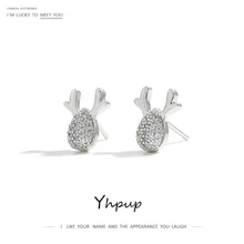 Yhpup, серьги-гвоздики, брендовые, с рождественским оленем, AAA, блестящие, CZ, роскошные серьги, Brincos, очаровательные ювелирные изделия для женщин, девушек, вечерние, свадебный подарок