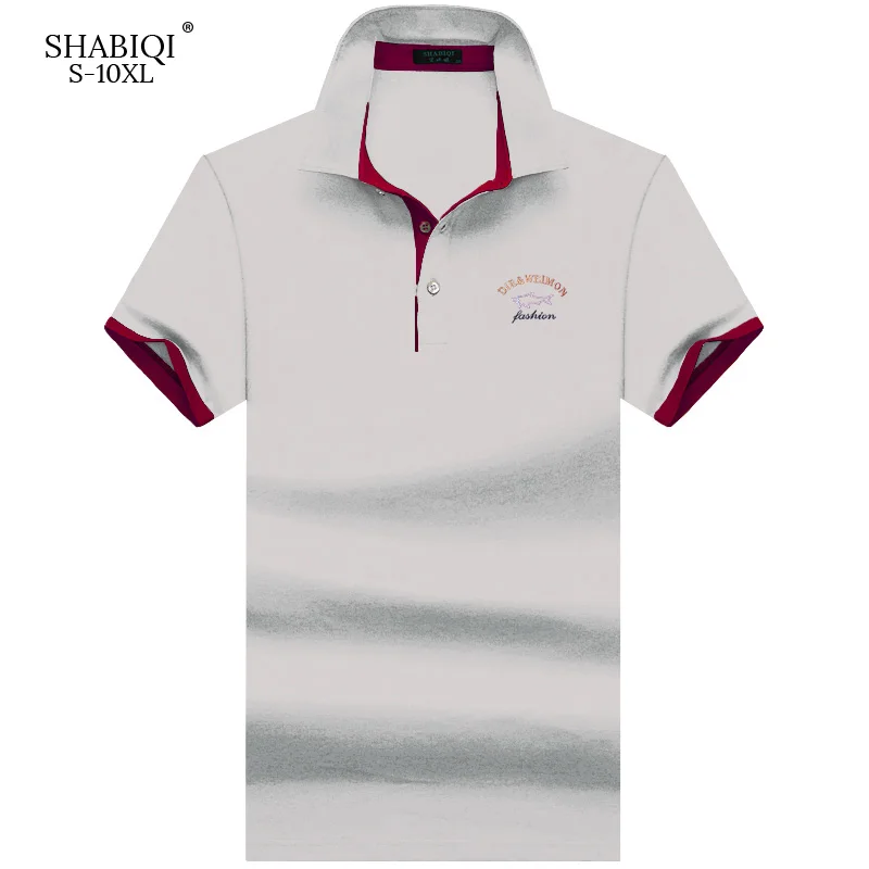 SHABIQI брендовая модная классическая мужская рубашка поло летняя рубашка поло с коротким рукавом мужская Однотонная рубашка хлопковая рубашка размера плюс S-10XL - Цвет: Белый