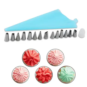 

Practical 16Pcs/set DIY 31cm Length Silicone Ice Piping Cream Pastry Bag Cake Decorating Squeeze Cream Cake Baking Tools