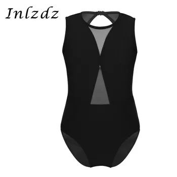 

Kids Girls Gymnastics Ballet Leotard Costume Sleeveless Mesh Keyhole Back Dance Bodysuit Ballet Tutu Dance Leotard Jumpsuit