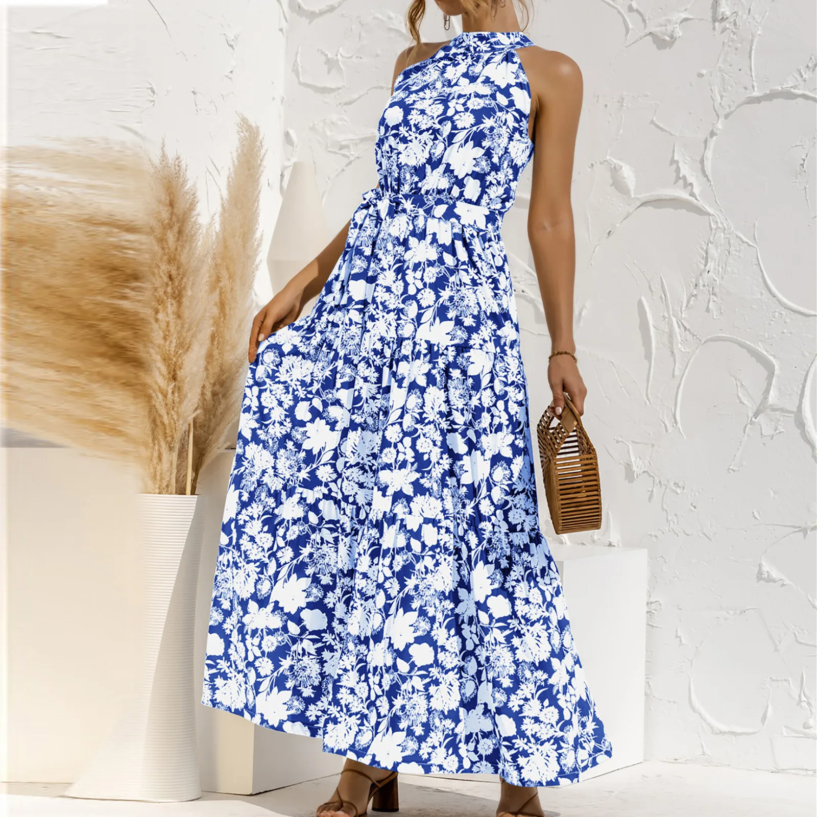 Women Summer Dress Fashion Halter Sleeveless Print Sexy Casual Sling Long Dresses Maxi Dresses For Women Maxi Sukienka 2021 1