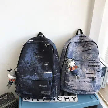 

preppy Style Canvas Backpack 2021 New Letters Graffiti School Bags Large Capacity Unisex Leisure Or Travel Bag Fashion Package