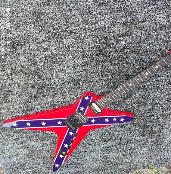 

High quality electric guitar five-star pattern can be customized, finger board five-star inlay, black accessories, free shipping