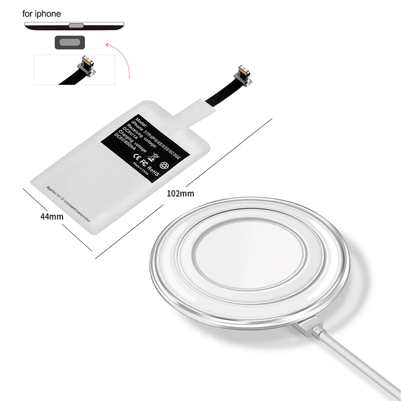 For iphone Add White QI Беспроводное зарядное устройство с беспроводным зарядным приемником для iphone 6 6S 7 samsung S6 мобильный телефон Индукционная зарядная площадка адаптер док-станции - Color: For iphone Add White