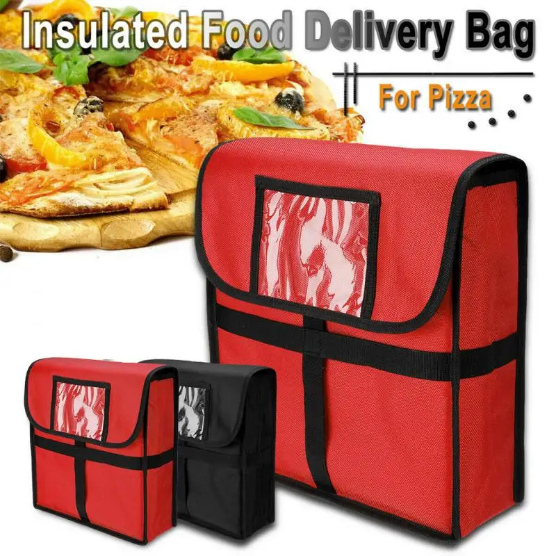 1pc Pizza Delivery Bag Red Insulated Thermal Food Storage Holder Pizza Boxes 