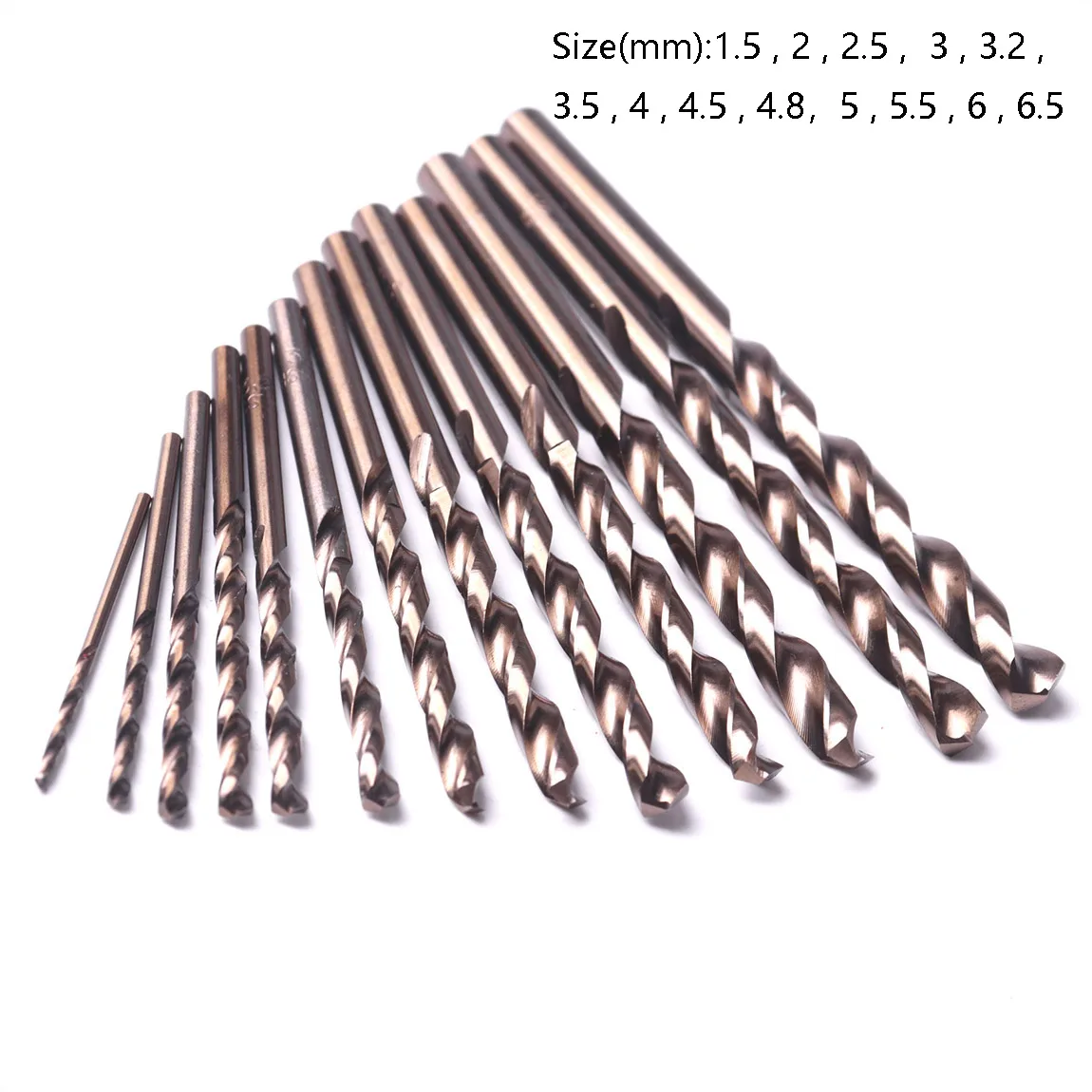 13pcs 1.5-6.5mm HSS-Co M35 Cobalt Twist Drill Bit Set for Metal Wood Drilling 