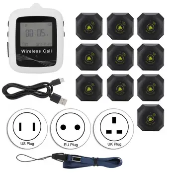 

Wireless Smart Call Button 1 Pcs Wireless Smart Call Button Restaurant Paging System Receiver + 10 Pcs Black Calling Pager Hot
