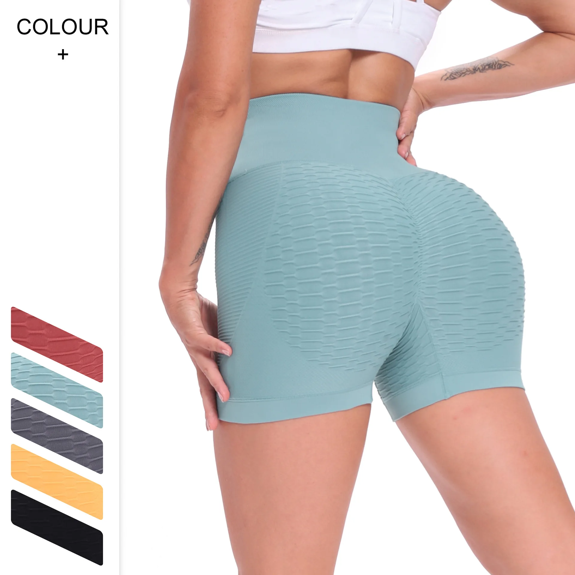 Seamless Yoga Shorts Sports Fitness High Waist Peach Hipliftting