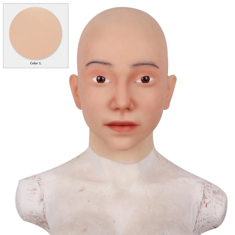 color 1 Силиконовая женская маска Realistis мягкий кросплей цветной головной убор для кроссдрессеров транссексуалов Хэллоуин косплей - Цвет: color 1