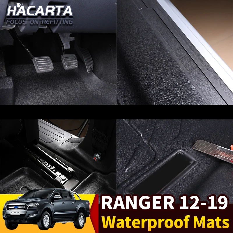  rubber rugs non slip TPE Waterproof Anti-dust Black Car Floor Mat Auto Interior Seat Cushion Front 