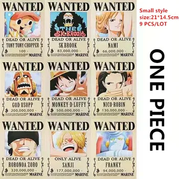 

9 PCS/SET ONE PIECE Posters Anime Poster WANTE DEAD OR ALIVE A5 21*14cm small styles ONEPIECE Luffy Ace Jinbe Nami Chopper Toys