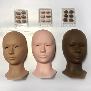 

3 Colors Mannequin Head Replacement Eyelids Silicone Practice False Eyelash Extensions Makeup Model Massage Training Heads