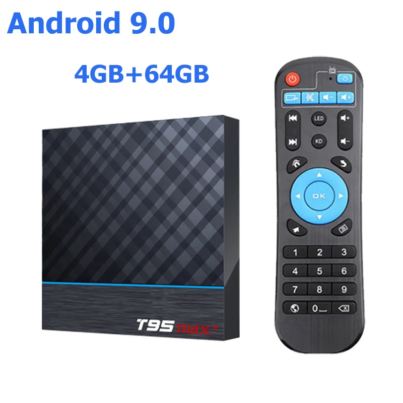 Смарт ТВ-приставка t95max+ Android 9,0 Amlogic S905X3 8k Netflix Plex медиа-сервер Play Store бесплатное приложение телеприставка PK HK1MAX H96 - Цвет: 4G 64G TV BOX